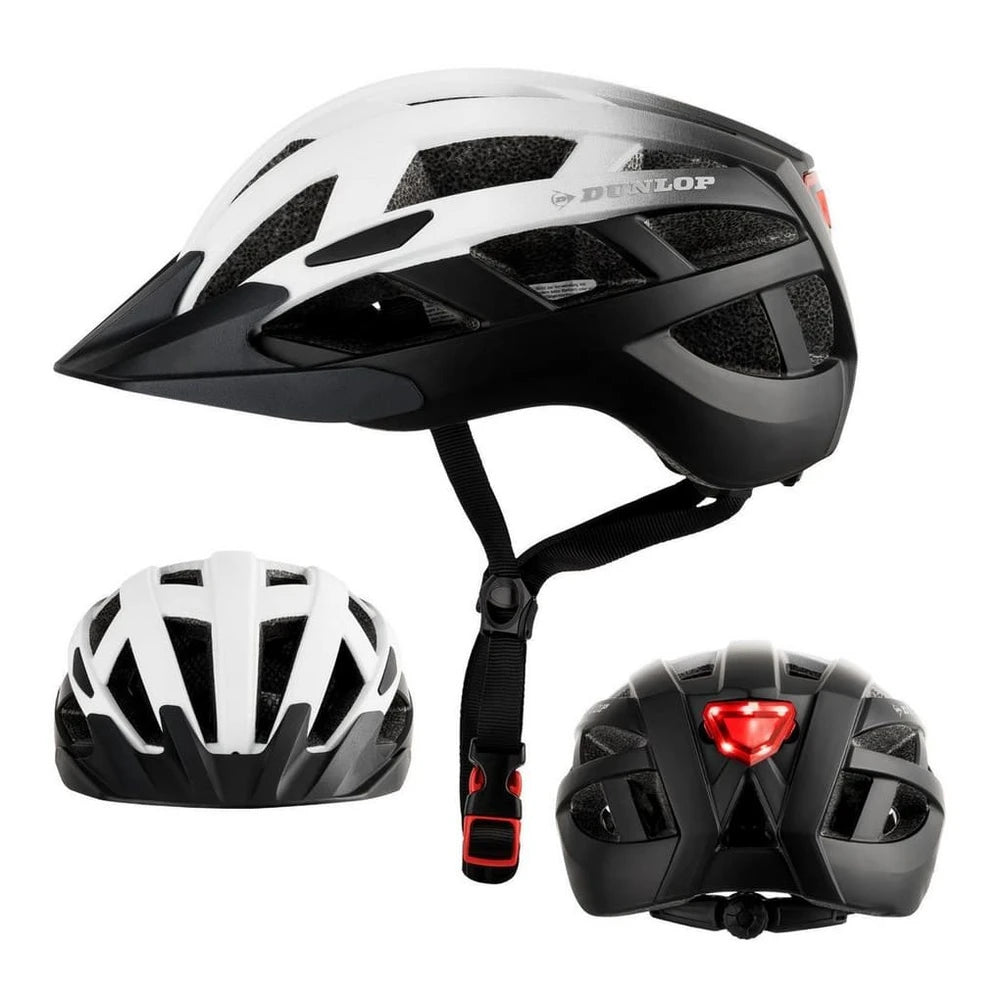 Dunlop Fahrradhelm mit Licht, 3 Größen, 3 Farben, abnehmbares Visier