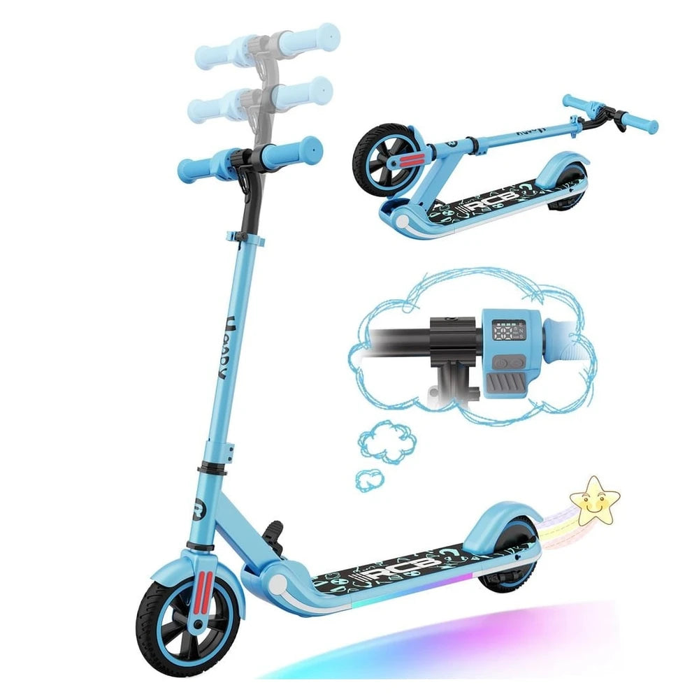 RCB R11 Kinder E-Scooter, faltbar, LED-Licht, 7 Zoll, Blau