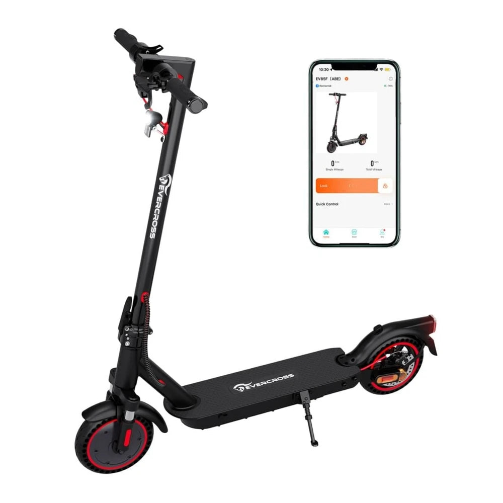 EVERCROSS TECH EV85F E-Roller, 8,5 Zoll, 400W, 30 km Reichweite, Schwarz-Rot