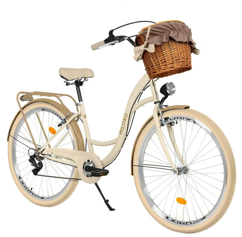 Milord Cityrad 28/26 Zoll, Creme-Braun, 7-Gang, Weidenkorb, Damen