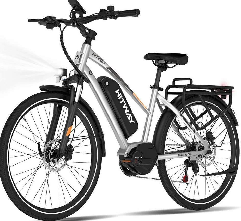 HITWAY E-Bike Cityrad 27,5 Zoll, 70 Nm Mittelmotor, 468 Wh, 7 Gang Shimano