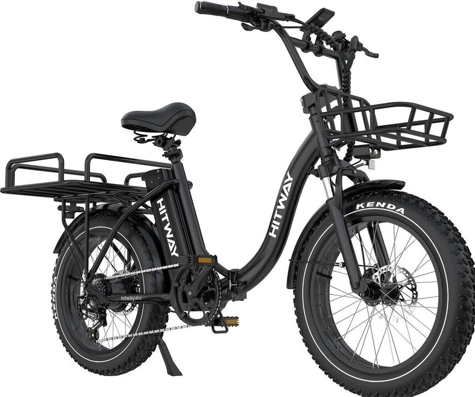 HITWAY E-Bike Cityrad 20x4 Zoll, 48V 27Ah Akku, 7-Gang Shimano, Klapprad