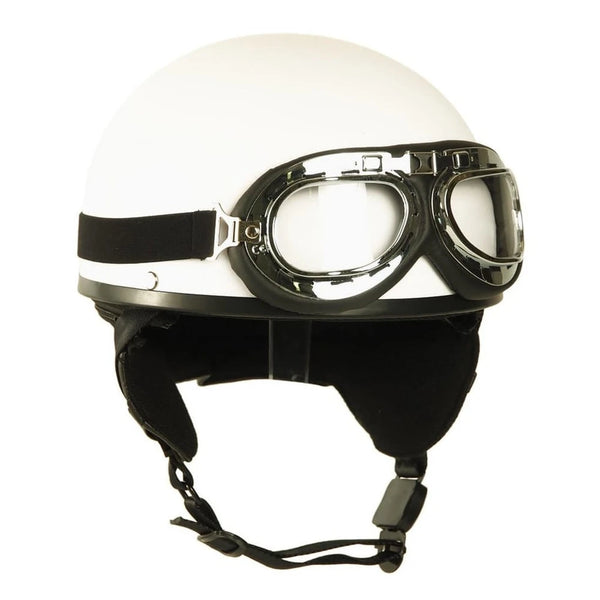 Mil-Tec Schutzhelm Retro Helm Halbschale, ABS Kunststoff, inkl. Brille