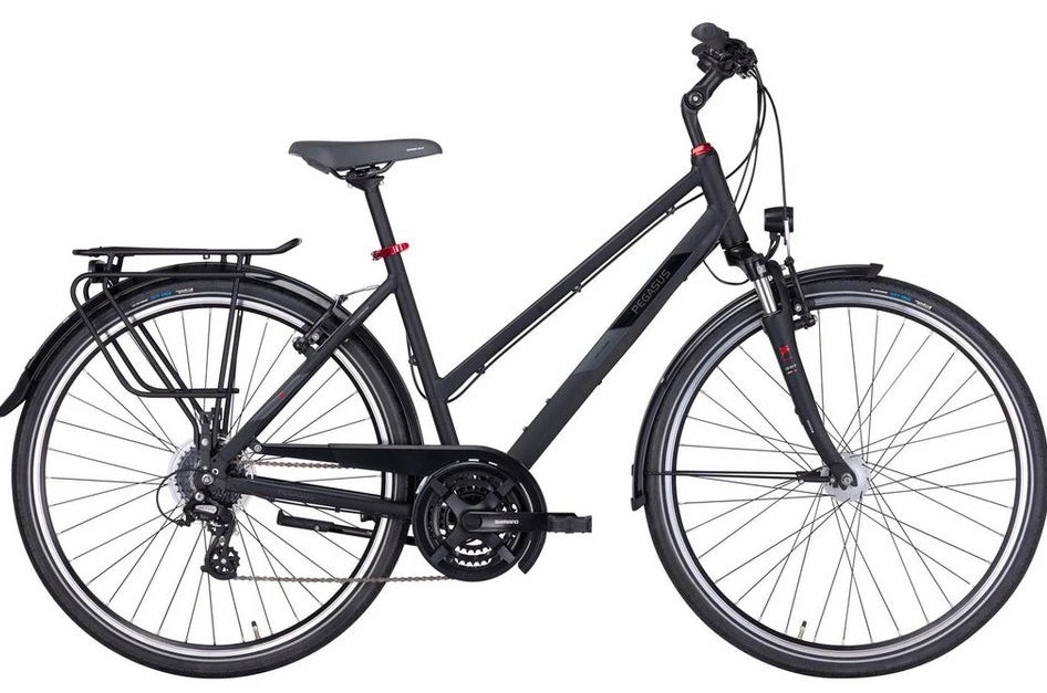 Pegasus Trekkingrad Solero SL 24 Damen Trapez schwarz, 24 Gang Shimano Altus