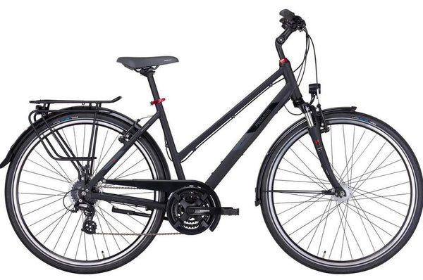 Pegasus Trekkingrad Solero SL 24 Damen Trapez schwarz, 24 Gang Shimano Altus