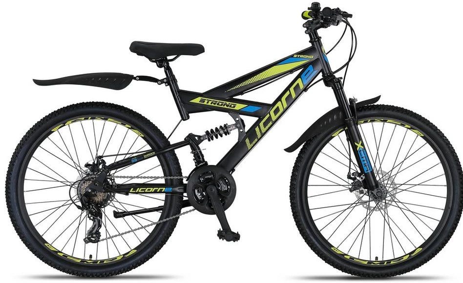 Licorne Bike Mountainbike Strong D, Vollfederung, 21 Gänge, Scheibenbremsen