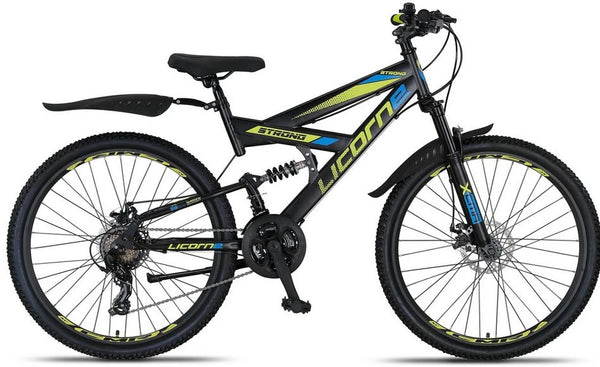 Licorne Bike Mountainbike Strong D, Vollfederung, 21 Gänge, Scheibenbremsen